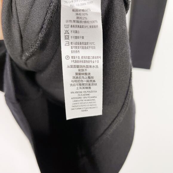 French Connection Size 0 Black Lace Inset Long Sleeve Ponte Knit Bodycon Dress - Picture 9 of 9